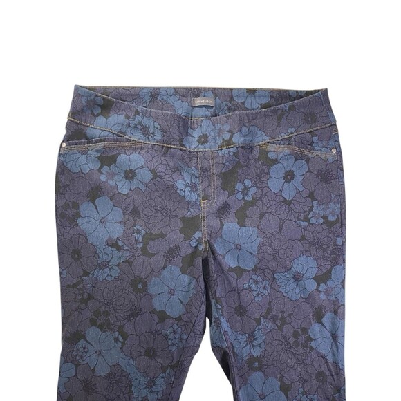 Van Heusen Womens Floral Print Stretch Pants Size 16 Short Blue Black - Picture 3 of 11